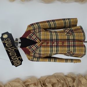 Vintage (60s-70s) Junior House Wool Plaid Blazer with Suede Collar sz. x-Small